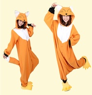Kigurumi Fox Pajama Adult Onesie Cosplay Animal Jumpsuit Sleepwear For Women Party Costume（Without shoes）