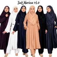 Marissa 14.0  - Jubah Seluar Muslimah Suit Umrah Ironless Hitam Putih Dark Purple Grey Dark Olive