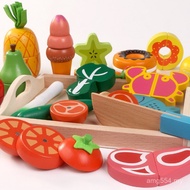 Vegetable Playhouse Wooden Children's Toy Tray Cut Cut Cut Cut Fruit Toy Wood Magnetic Fruit Cut F5J