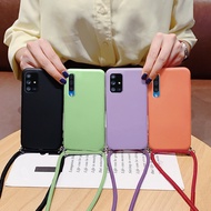 With Neck Strap Rope Cord Lanyard Case For OPPO R15 R17 Pro R15X K1 Casing Macaron Color Matte Soft Silicone TPU Cover