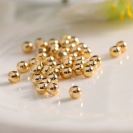 14K Gold Color Plated Round Seed Spacer Beads For Jewelry Making DIY Making Bracelet Necklace Loose Ball Beads Wholesale