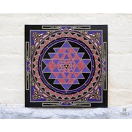 Sri Yantra canvas art purple, Sacred geometry meditation art, Mandala wall art for yoga studio, Berdoom wall decor art painting unframed framed gift