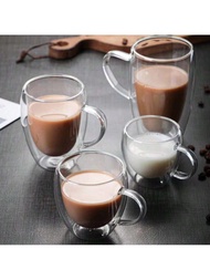 1pc 5.2OZ/8.5OZ /12OZ/ 15.8OZ Double Walled Glass Cups With Handles Transparent Espresso Coffee Cups
