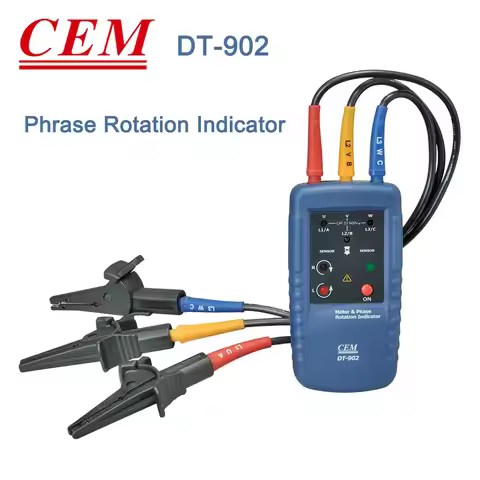 CEM DT-902 Phase Rotation Meter 3 Phase Sequence & Motor Rotation Tester 120V~400V AC Live Wire Insp