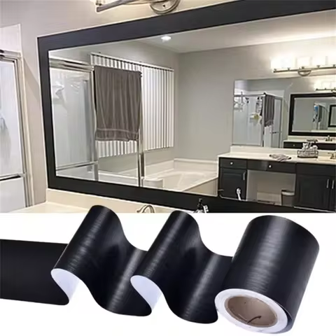1pc 5mX5cm/10cm/15cm/20cm/30cm Wood Grain Wallpaper Border, Waterproof Mirror Border Sticker, Door F