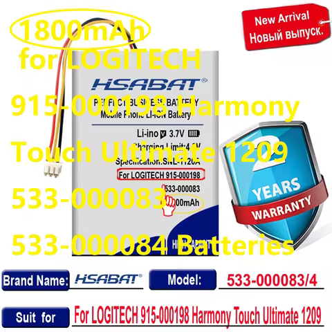 Top Brand 100% New 1800mAh Battery for LOGITECH 915-000198 Harmony Touch Ultimate 1209 533-000083 53