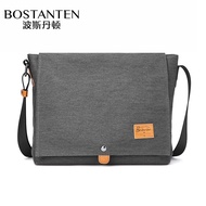 波斯丹顿男士单肩包简约邮差包男休闲挎包百搭背包斜挎包 灰色