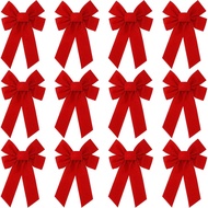12PCS Riben Krismas Merah, Riben Krismas Kecil Berbahan Beludru Merah 7.9x5.1 inci untuk Hiasan Poko