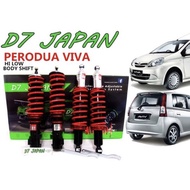 D7 PERODUA VIVA HI LOW BODY SHIFT ADJUSTABLE SUSPENSION HIGH LOW COILOVERS SET 4PC