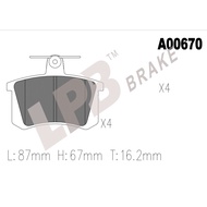 LPB Brake pad REAR NA00670 Audi A4 B5/8D2 1.6 94'-01',A4 B5/8D2 1.8/Turbo 94'-01' Audi A6 C4/4A 2.0/