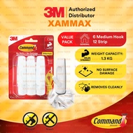 3M Command - 17001-6 Medium Utility Organize Hook General Purpose Coat Hook (6 Sets/Pck) (Holds up t