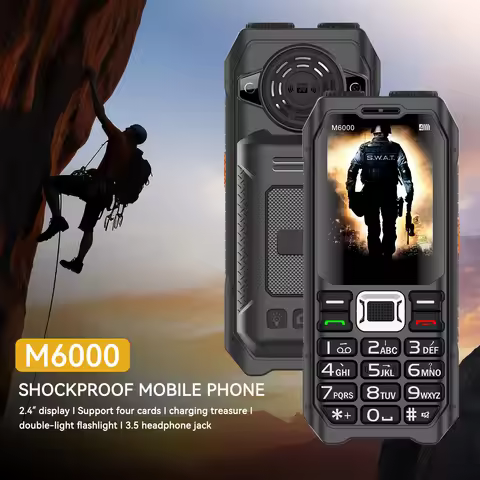 Rugged Mobile Phone M6000 GSM 2G Network 4 SIM Cards Magic Voice 3.5mm Jack 2.4'' Display Big Keyboa