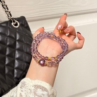 [Zuihuayin] Double-ring Bolivian Amethyst Bracelet, Urban Style Purple L