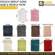 [3 Pcs] Tas Pouch Serut Katun Polos 4 Ukuran XS / S / M / L Bahan Kain