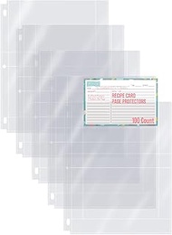 Recipe Card Protective Sheets for 4" x 6" Cards, Letter Size 8.5" x 11" 2-Up Sheets, 50 Pack, Heavyw