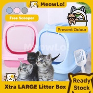 MeowLo Cat Litter Box Free Scoop with Detachable Roof Tandas Kucing Cat Toilet Cat Litter Box With Cover Large