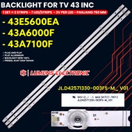 HISENSE TV BACKLIGHT 43 INCH 43E5600EA 43A6000F 43A7100F 43E5600 43A6000 43A7100 BL LED LAMP 7K 3V