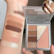 6-color All-in-one Powder Plate Eye Shadow Plate Sequins Cheek Plate Red Color Highlight Earth Q9d8