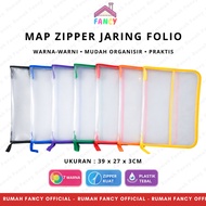 F4 Size Mesh Folio Zipper Folder - Transparent Multipurpose