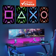 A Set Of Four (30*45Cm*4Pcs) Tech-Style Wall Stickers Featuring Neon Game Symbols And Decorative Ele