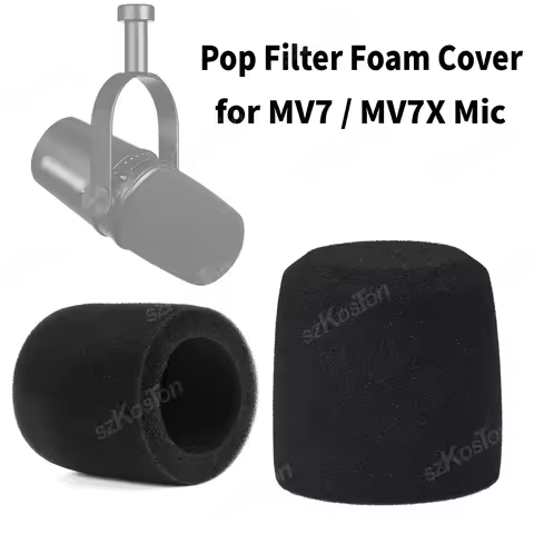 Microphone Pop Filter for Shure MV7 / MV7X Mic Noise Reduction Sponge Foam Cover Windscreen for MV7 