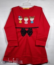 Dress Minidress Bayi Balita Anak Perempuan Cewek TK  Katun Lengan Panjang Pendek Baju Rok Terusan Pi