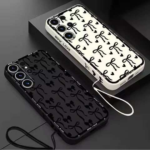 Black Bow Love Case for OPPO A58 A57 Reno 8T 11Rro 7 A53 A17 A16 A16K A15 A12 Reno 6Z 5K F11 Square 