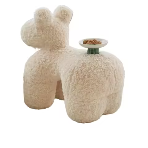 Viral Pony Chair - Plush Faux Fur Animal Shoe Bench for Entryway, Cute Kids Accent Chair with Non-Sl