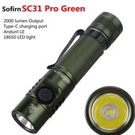 Green Sofirn SC31 Pro 2000 Lumen Powerful Flashlight with SST40 LED Type C Rechargeable 18650 Torch 