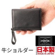 日本製 porter leather short wallet 真皮短銀包 短錢包 purse 男 men 黑色 black PORTER TOKYO JAPAN