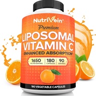 Suplemen Vitamin C Liposomal Premium Nutrivein 1650mg - 180 Caps: Kapsul Vitamin C Penyerapan Tinggi