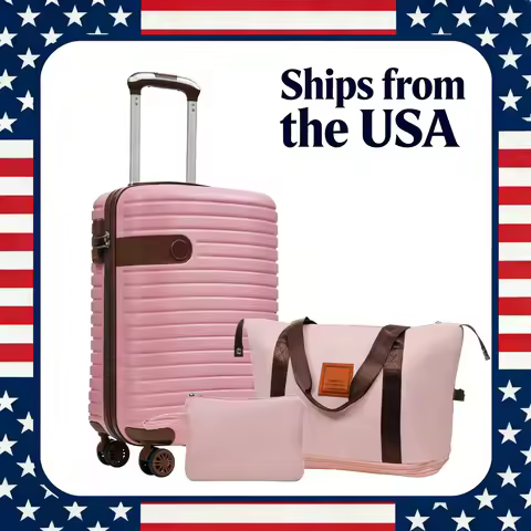 3 Piece Luggage Sets 20inch Carry on Luggage 22x14x9 Airline Approved, Lightweight Hardshell ABS Sui