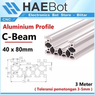 [HAEBOT] Aluminum Profile C- Beam 4080 40x80 AP4080 Aluminum 3 meters CNC Frame Profile Extrusion Mi