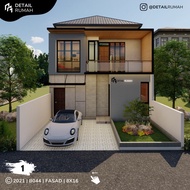 DESAIN RUMAH MODERN MINIMALIS 8 X16 2 LANTAI