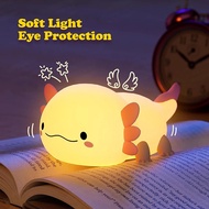 Cute Axolotl Night Light Silicone Nursery Sleeping Lamp Touch Control Nightlights USB Rechargeable T