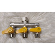 Copper Water Valve 1 Inlet 3 Outlets (Male) Size 1/2" (4 Hun)