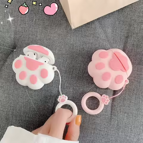 3D Cartoon Cat Paw Design Wireless Bluetooth Earphone Case For AirPods 1 2 3 Silicone Case For Apple