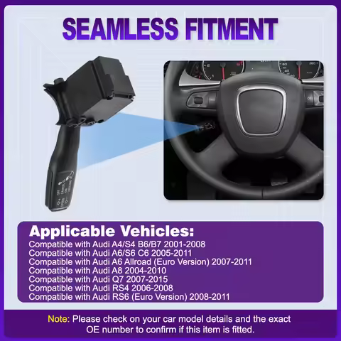 Turn Signal Cruise Control Combination Column Switch Stalk for Audi A4/S4 B6/B7 A6/S6 C6 A8 Q7 RS4 4