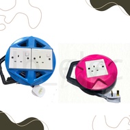 ROUND EXTENSION WIRE BOX POWER CABLE ROLLER TRAILING SOCKET PLUG ADAPTER MULTIPLE UNIVERSE