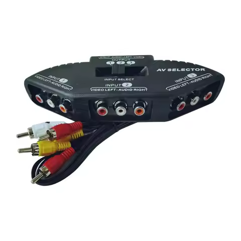 3-Way Audio Video AV Switch Selector Box Splitter Switch W/ Cable for TV X-Box DVD Player Devices Sw