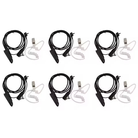 6X Air Acoustic Tube Earpiece Mic Headset PTT For Motorola GP380 Portable Radio Walkie Talkie GP 340