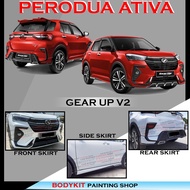 PERODUA ATIVA 2021 OEM GEAR UP V2 LOOK FULL SET ABS BODYKIT SKIRTING (FRONT SKIRT,SIDE SKIRT,REAR SK