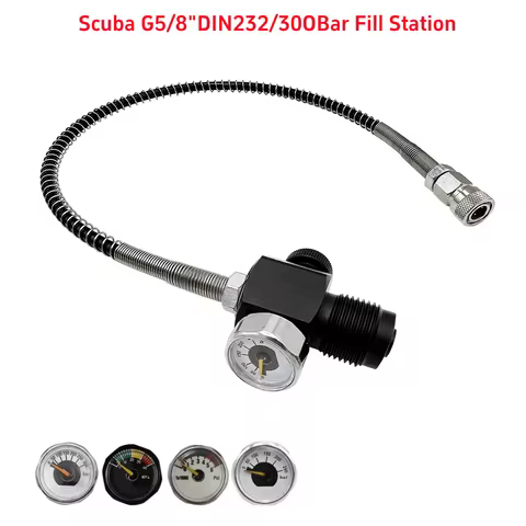 Fill Station Scuba G5/8"DIN 232/300BAR Refill Charging Adapter W/ 8mmQuick Connect Female Coupler Ga