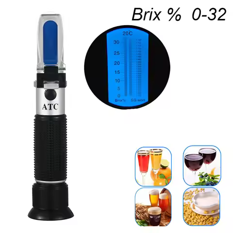 Handheld Refractometer Sugar Concentration Meter Densimeter 0-32% Brix Saccharimeter Sugar Tester Fr