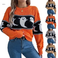 Women's Halloween Pumpkin Crewneck Sweater - Fall Winter Fashion