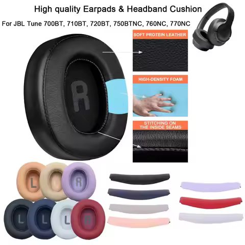 Replacement Ear Pads Headband Set Protein Leather Memory Foam for JBL Tune 700BT/710BT/720BT/750BTNC