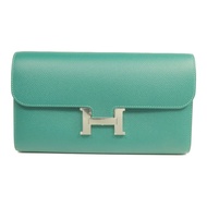 HERMES Epsom皮革Constance Wallet銀扣長錢包Malachite