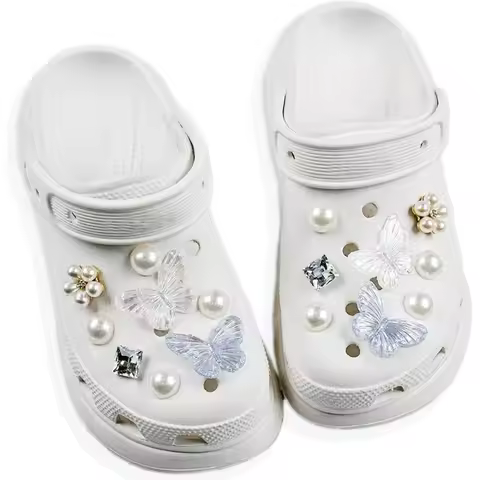 New 16PCS Cinsenten Bling Butterfly Croc Charms for Adults, Girls Croc Accessories, Gems Flowers Cro