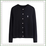 【K&L】Polo Embroidered Cable Knit Cardigan Women Slim Fit Embroidered Logo Elegant Versatile Knitwear