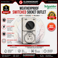 SCHNEIDER S56C313GY 13A S56C313GY 15A Weatherproof/Waterproof Switched Socket Outlet - IP66 (Sirim A